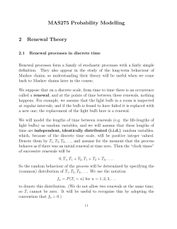 MAS275 Probability Modelling 2 Renewal Theory