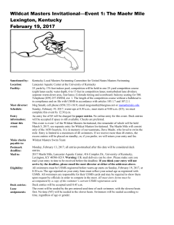 Wildcat Masters Invitational—Event 1: The Maehr Mile Lexington