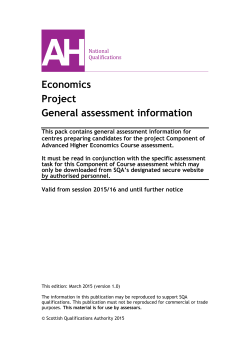 Economics Project General assessment information