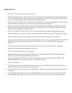 Algebra Review Answer Section