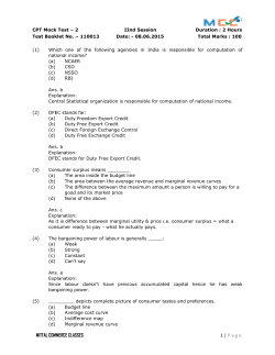 CPT Mock Test &ndash; 2 IInd Session Duration : 2 Hours Test Booklet No