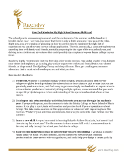 How Do I Maximize My High School Summer Holidays?