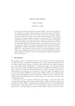 Games and Kinds - Cailin O`Connor