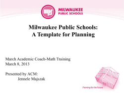 Milwaukee Public Schools: A Template for Planning