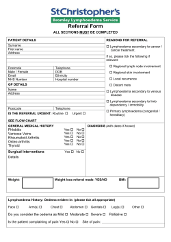 SPECIALIST LYMPHOEDEMA SERVICE REFERRAL FORM