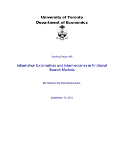 University of Toronto Department of Economics Information