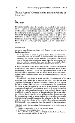 Estate Agents` Commissions and the Failure of Contract