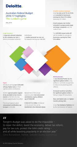 Australian Federal Budget 2016-17 highlights The numbers game