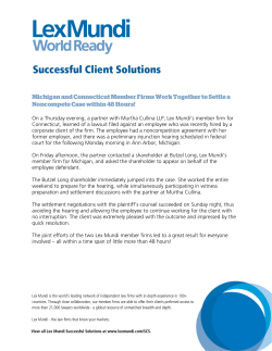 Michigan and Connecticut Member Firms Work