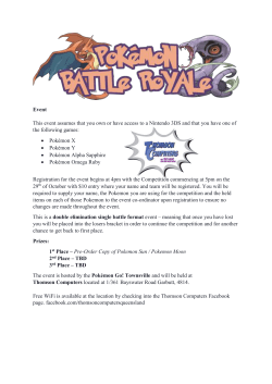6 Pokemon Single Battle Format 29th October 2016