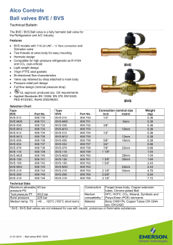 Alco Controls Ball valves BVE / BVS