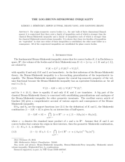 THE LOG-BRUNN-MINKOWSKI INEQUALITY 1. Introduction The