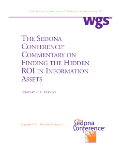 Sedona Conference Commentary on Finding the Hidden ROI in