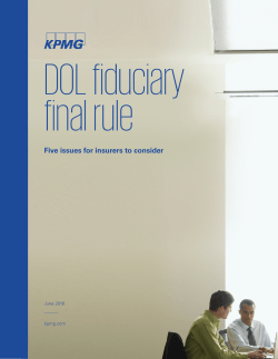 DOL fiduciary final rule: Five issues for insurers to consider
