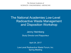 The National Academies Low &ndash; Level Radioactive Waste Management