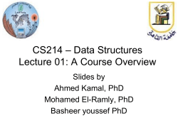 CS214 &ndash; Data Structures Lecture 01: A Course Overview