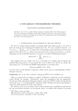A NON-ABELIAN STICKELBERGER THEOREM 1. Introduction and