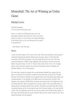 Moneyball: The Art of Winning an Unfair Game - ELA-Literacy