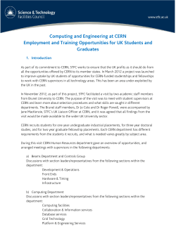 Computing and Engineering at CERN Employment and Training