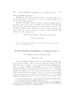 On the Probability Distribution on a Compact Group. I.* By Yukiyosi