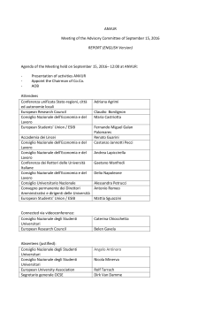 ANVUR Meeting of the Advisory Committee of September 15, 2016