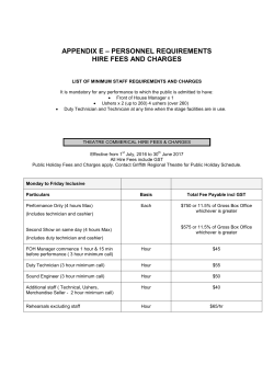 appendix e &ndash; personnel requirements hire fees and charges