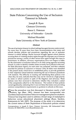 State Policies Concerning the Use of Seclusion Timeout in Schools