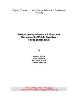 3 Improving hospital performance through organisational reform