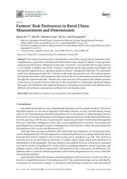 Farmers` Risk Preferences in Rural China: Measurements