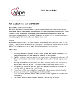 Teller Survey Rules Tell us about your visit and Win $50