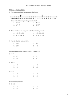 MA 07 End-of-Year Review Items 7.NS.A.1 &ndash; Multiple Choice 1. Two