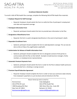 Enrollment Materials Checklist To enroll in SAG - SAG