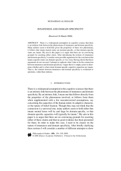 Innateness and Domain Specificity