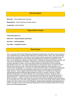 Role title: Client Relationship Associate Reporting to: Client
