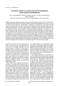 Asymmetric contests over resources for survival and migration