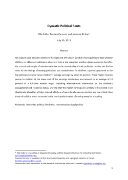 Dynastic Political Rents - Association of Swedish Development