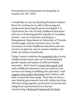 Presentation to Symposium on Inequality in Canada.444