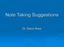 Note Taking Suggestions