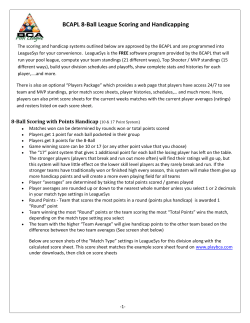 BCAPL 8-Ball League Scoring and Handicapping