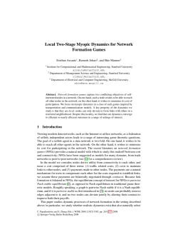Local Two-Stage Myopic Dynamics for Network Formation Games