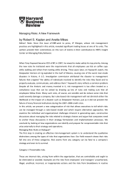 Managing Risks: A New Framework by Robert S. Kaplan and Anette