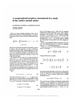 A Computational Problem Encountered in a Study of the Earths