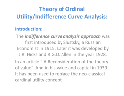 Theory of Ordinal Utility/Indifference Curve Analysis