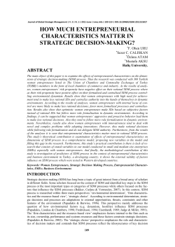 how much entrepreneurial characteristics matter in strategic