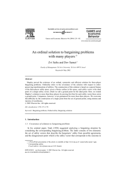 An ordinal solution to bargaining problems with many players