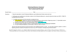 Student Professional Behaviors Assessment