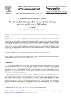 An Analysis of Internationalisation Behavior of Firms