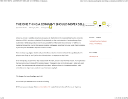 THE ONE THING A COMPANY SHOULD NEVER SELL | Crakerjack
