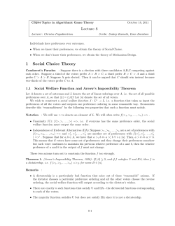 Lecture 8 1 Social Choice Theory