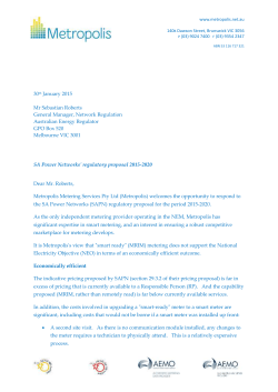 Metropolis Metering Services - Submission on SAPN`s regulatory